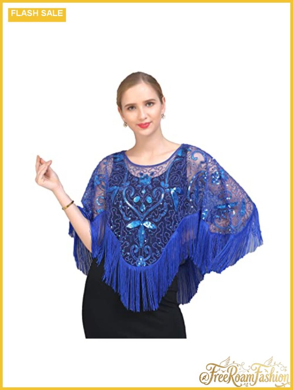 Sequin Beaded Evening Shawl Wrap for Gatsby Party Fringe
